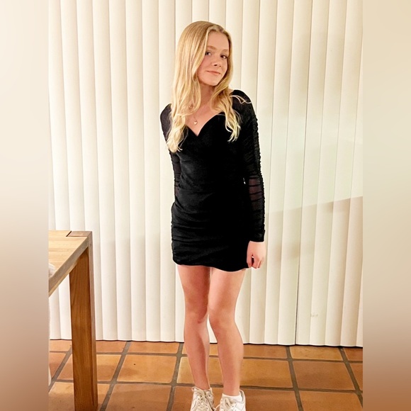 Hollister Black Long-Sleeve Mesh Bodycon Dress - like new! - Picture 2 of 5